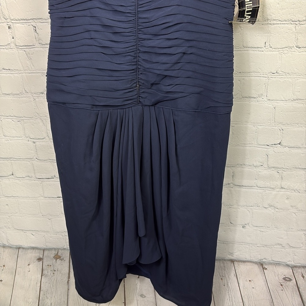 ST. GILLIAN Vintage Silk Spaghetti Strap Navy Cocktail Party Dress size 10 - Picture 4 of 9